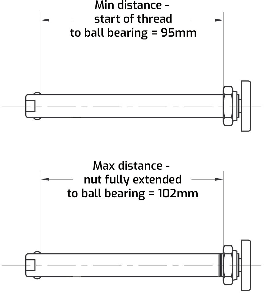 wheelchair axle pin 99mm measurement